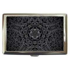 Illustration Black White Rosette Mandala Ornament Wallpaper Cigarette Money Case by Wegoenart