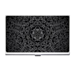 Illustration Black White Rosette Mandala Ornament Wallpaper Business Card Holder by Wegoenart