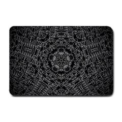 Illustration Black White Rosette Mandala Ornament Wallpaper Small Doormat  by Wegoenart