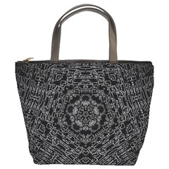 Illustration Black White Rosette Mandala Ornament Wallpaper Bucket Bag by Wegoenart