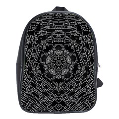 Illustration Black White Rosette Mandala Ornament Wallpaper School Bag (large) by Wegoenart