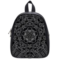 Illustration Black White Rosette Mandala Ornament Wallpaper School Bag (small) by Wegoenart