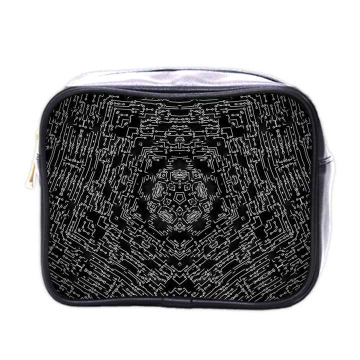 Illustration Black White Rosette Mandala Ornament Wallpaper Mini Toiletries Bag (One Side)