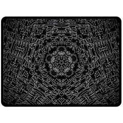 Illustration Black White Rosette Mandala Ornament Wallpaper Fleece Blanket (large)  by Wegoenart