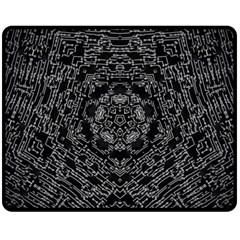 Illustration Black White Rosette Mandala Ornament Wallpaper Fleece Blanket (medium)  by Wegoenart