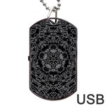 Illustration Black White Rosette Mandala Ornament Wallpaper Dog Tag USB Flash (One Side) Front