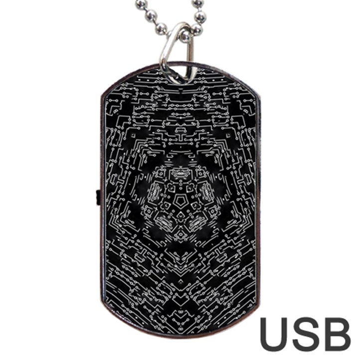 Illustration Black White Rosette Mandala Ornament Wallpaper Dog Tag USB Flash (One Side)