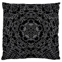 Illustration Black White Rosette Mandala Ornament Wallpaper Large Cushion Case (two Sides) by Wegoenart