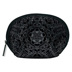 Illustration Black White Rosette Mandala Ornament Wallpaper Accessory Pouch (medium) by Wegoenart