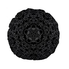 Illustration Black White Rosette Mandala Ornament Wallpaper Standard 15  Premium Flano Round Cushions by Wegoenart