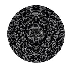 Illustration Black White Rosette Mandala Ornament Wallpaper Mini Round Pill Box by Wegoenart