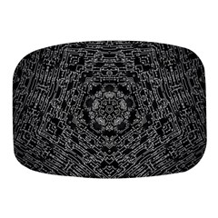 Illustration Black White Rosette Mandala Ornament Wallpaper Mini Square Pill Box by Wegoenart