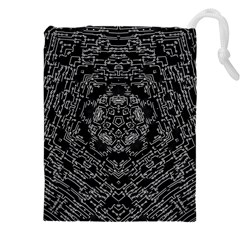 Illustration Black White Rosette Mandala Ornament Wallpaper Drawstring Pouch (5xl) by Wegoenart