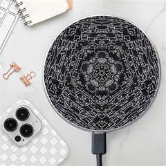 Illustration Black White Rosette Mandala Ornament Wallpaper Wireless Charger by Wegoenart