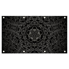 Illustration Black White Rosette Mandala Ornament Wallpaper Banner And Sign 7  X 4  by Wegoenart