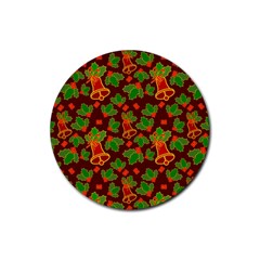 Illustration Christmas Xmas Pattern Rubber Coaster (round) by Wegoenart