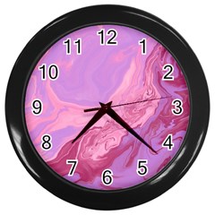 Illustration Art Pink Design Wallpaper Wall Clock (black) by Wegoenart