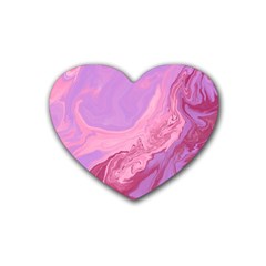 Illustration Art Pink Design Wallpaper Rubber Coaster (heart) by Wegoenart