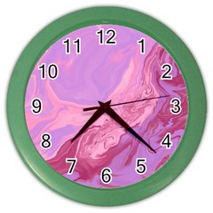 Illustration Art Pink Design Wallpaper Color Wall Clock by Wegoenart