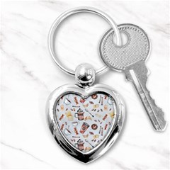 Coffee Coffeemania Caffeine Pattern Key Chain (heart) by Wegoenart