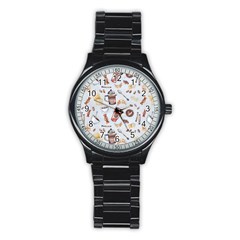 Coffee Coffeemania Caffeine Pattern Stainless Steel Round Watch by Wegoenart