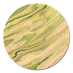 Green Pattern Texture Marble Magnet 5  (round) by Wegoenart