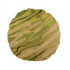 Green Pattern Texture Marble Standard 15  Premium Flano Round Cushions by Wegoenart