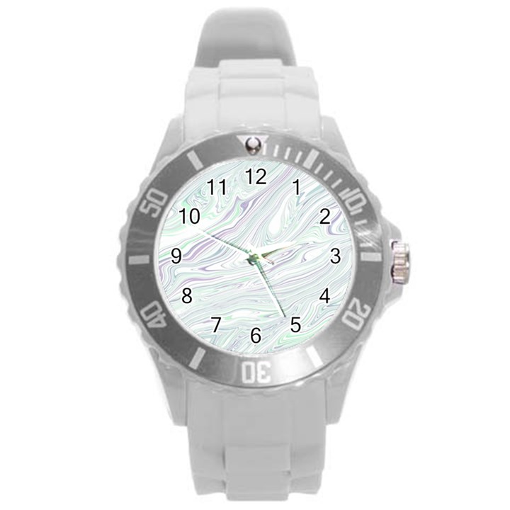 Illustration Marble Texture Marble Painting Round Plastic Sport Watch (L)