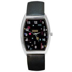 Illustration Geometric Art Colorful Shapes Barrel Style Metal Watch by Wegoenart