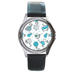 Pattern Business Graphics Seamless Round Metal Watch by Wegoenart