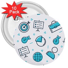 Pattern Business Graphics Seamless 3  Buttons (10 Pack)  by Wegoenart