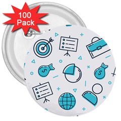 Pattern Business Graphics Seamless 3  Buttons (100 Pack)  by Wegoenart