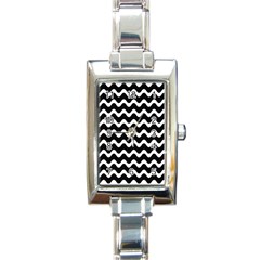 Illustration Black White Wave Pattern Wavy Halftone Rectangle Italian Charm Watch by Wegoenart