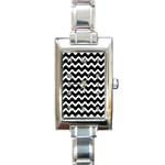 Illustration Black White Wave Pattern Wavy Halftone Rectangle Italian Charm Watch Front