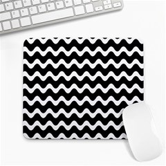 Illustration Black White Wave Pattern Wavy Halftone Large Mousepads by Wegoenart