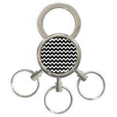 Illustration Black White Wave Pattern Wavy Halftone 3-ring Key Chain by Wegoenart