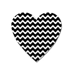 Illustration Black White Wave Pattern Wavy Halftone Heart Magnet by Wegoenart