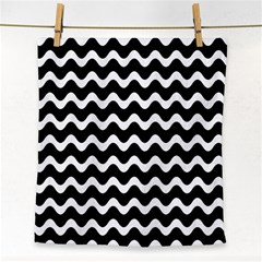 Illustration Black White Wave Pattern Wavy Halftone Face Towel by Wegoenart