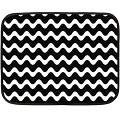 Illustration Black White Wave Pattern Wavy Halftone Double Sided Fleece Blanket (mini)  by Wegoenart