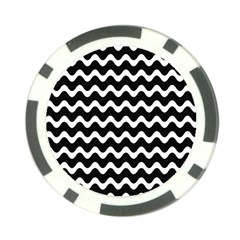 Illustration Black White Wave Pattern Wavy Halftone Poker Chip Card Guard (10 Pack) by Wegoenart