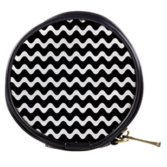 Illustration Black White Wave Pattern Wavy Halftone Mini Makeup Bag