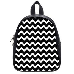 Illustration Black White Wave Pattern Wavy Halftone School Bag (small) by Wegoenart