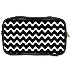 Illustration Black White Wave Pattern Wavy Halftone Toiletries Bag (one Side) by Wegoenart