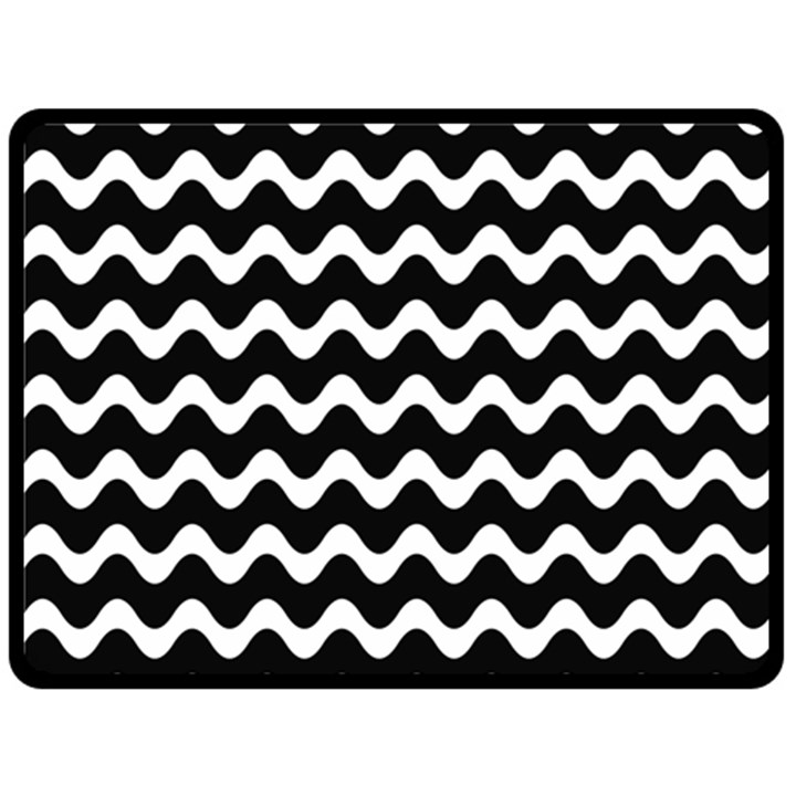 Illustration Black White Wave Pattern Wavy Halftone Fleece Blanket (Large) 