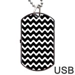 Illustration Black White Wave Pattern Wavy Halftone Dog Tag USB Flash (One Side) Front