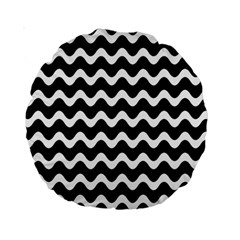 Illustration Black White Wave Pattern Wavy Halftone Standard 15  Premium Round Cushions by Wegoenart