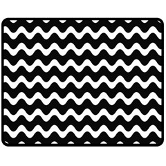 Illustration Black White Wave Pattern Wavy Halftone Double Sided Fleece Blanket (medium)  by Wegoenart