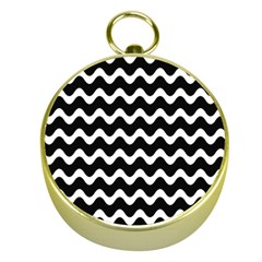 Illustration Black White Wave Pattern Wavy Halftone Gold Compasses by Wegoenart