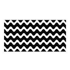 Illustration Black White Wave Pattern Wavy Halftone Satin Wrap 35  X 70  by Wegoenart