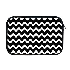 Illustration Black White Wave Pattern Wavy Halftone Apple Macbook Pro 17  Zipper Case by Wegoenart